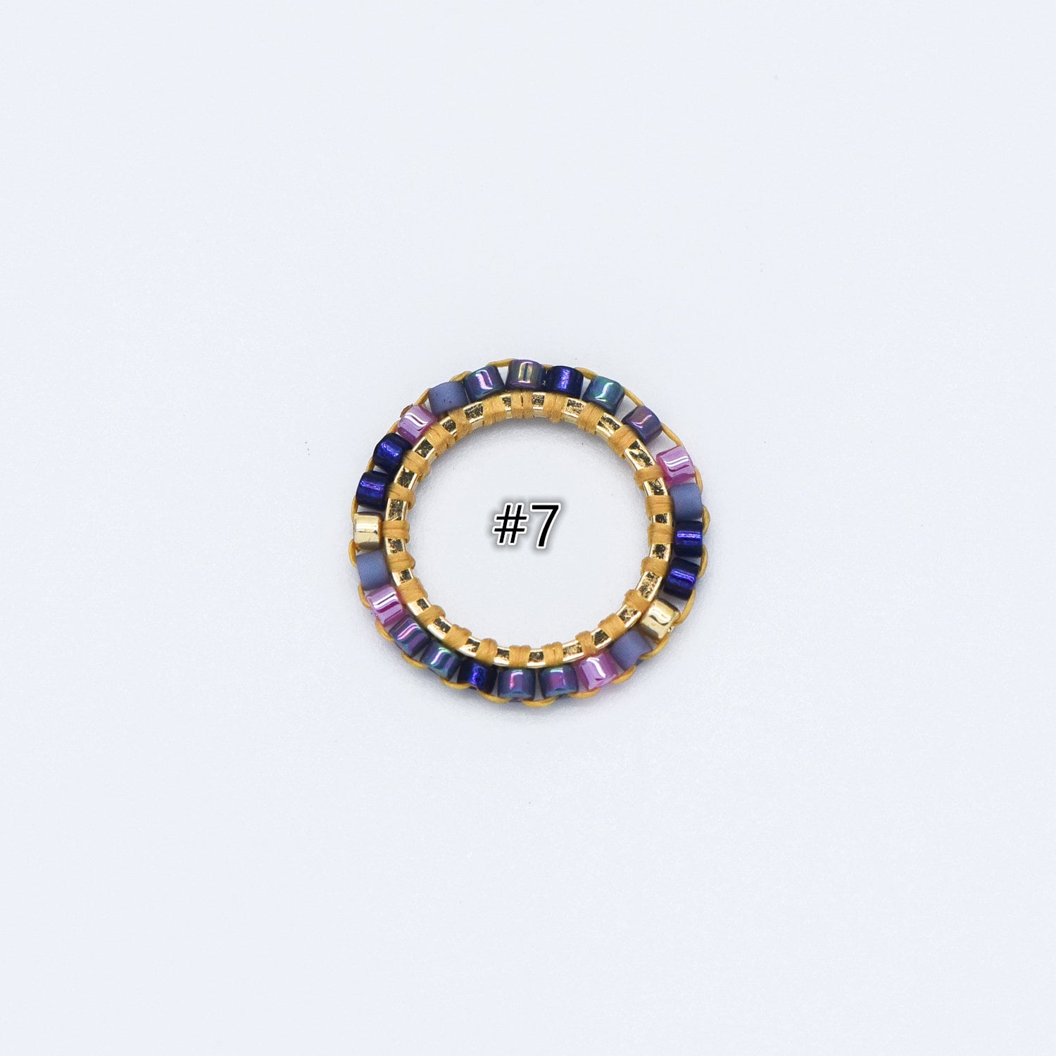 4pcs Seed Beads Round Circle Charm Connectors 16mm, Japan Miyuki Seed Glass Beaded Geometric Ring Pendants (RM-42)